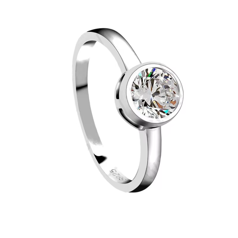 Bagues rondes en argent Sterling 925 pour femme, bijoux de mariée simples, tendance