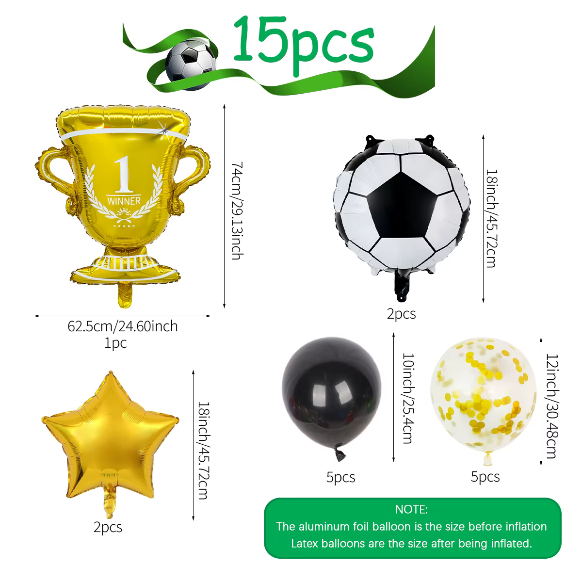 Ballons Champion Sportif (15 pièces/ensemble) – Idéaux pour décorations de fêtes d'anniversaire, évé