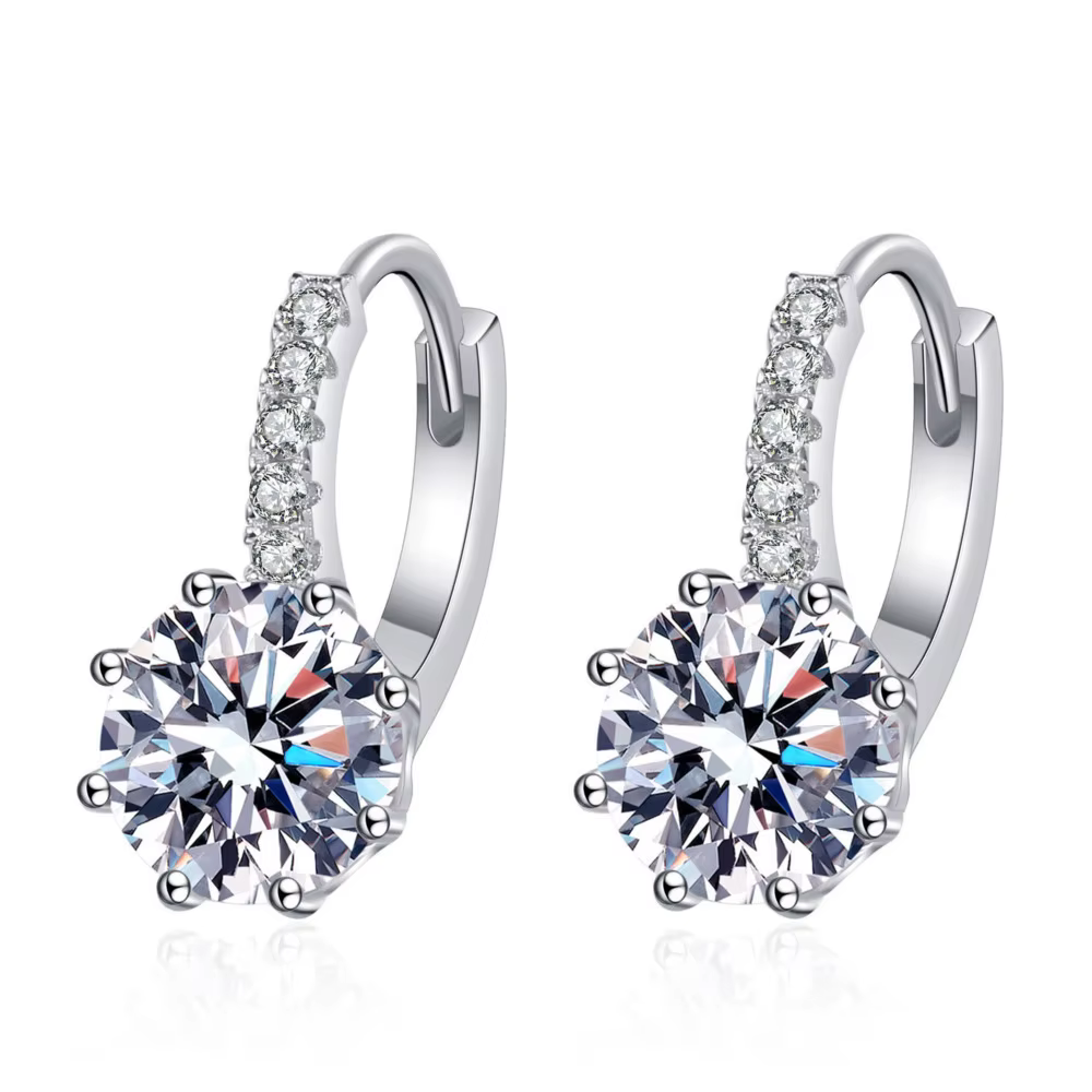 Boucles d'oreilles en argent sterling S925 avec moissanite BR 2CT pour femmes, petites boucles d'ore