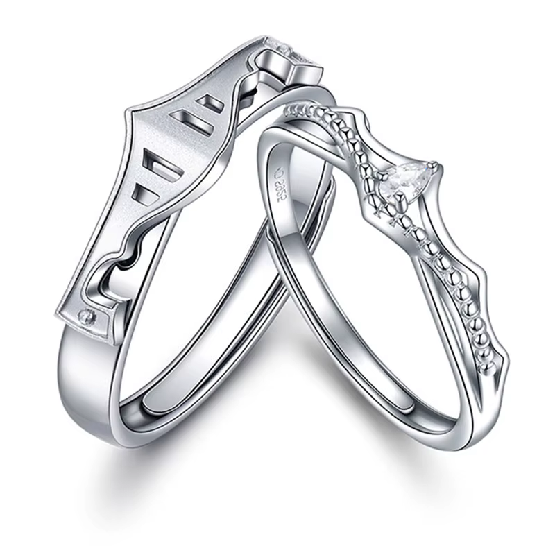 Trumium-Bagues de couple princesse et chevalier en argent 100% pour femmes et hommes, bague assortie