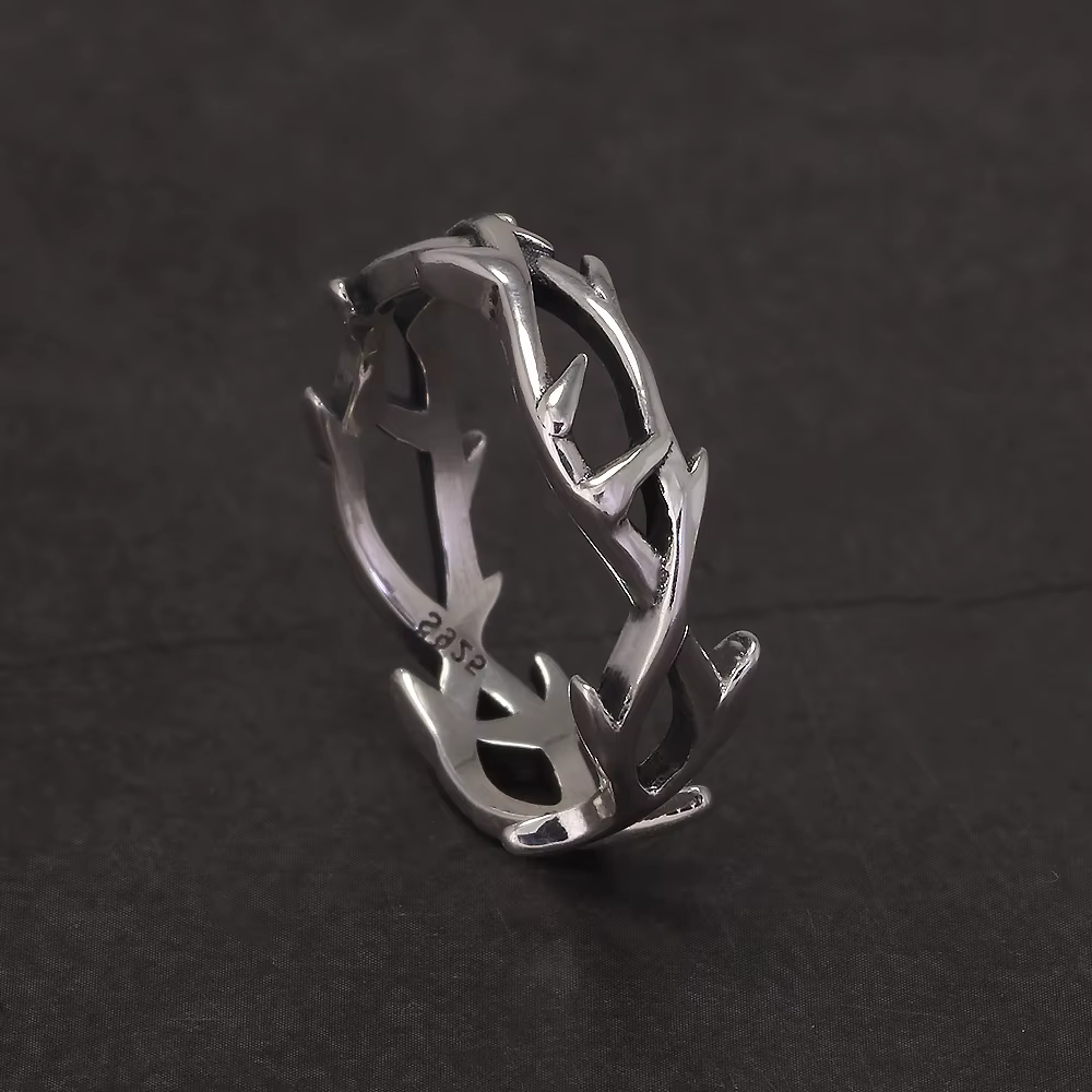 Bagues de Couple gothiques en argent Sterling 925, pour femmes et hommes, Punk rétro Cool, pointues,