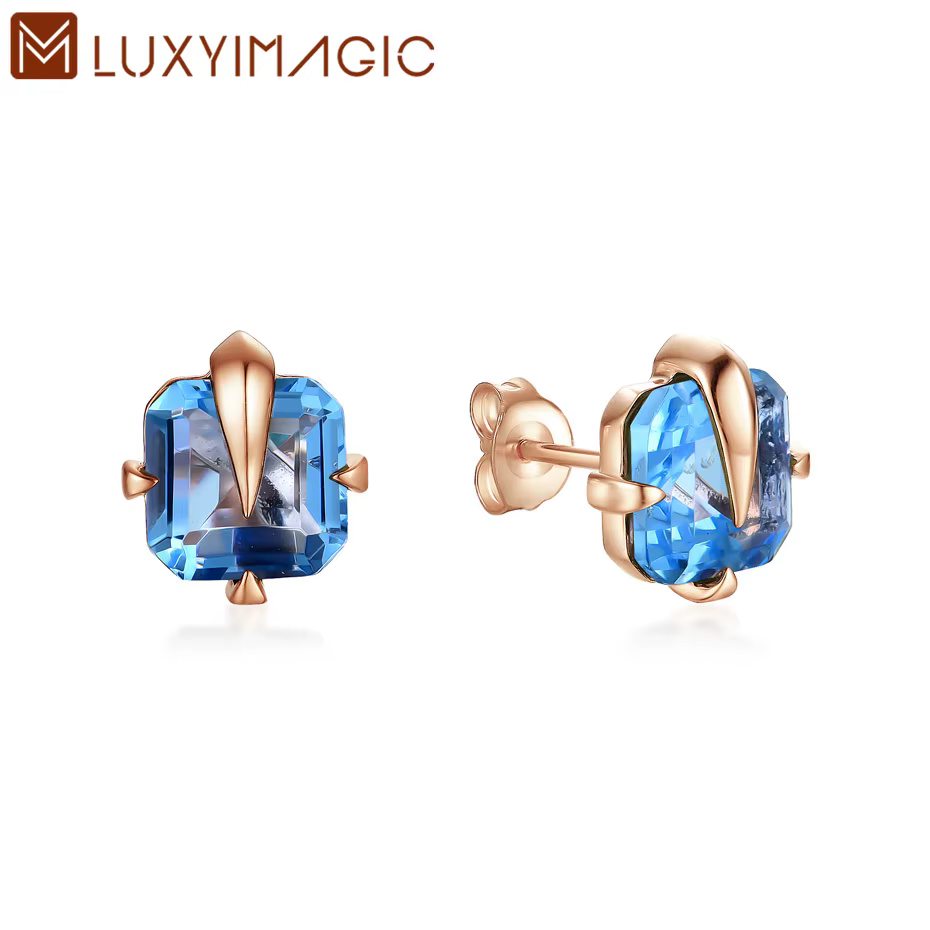 Luxyimagic argent 925 bijoux émeraude pierres précieuses boucles d'oreilles pour femmes solide 925 e