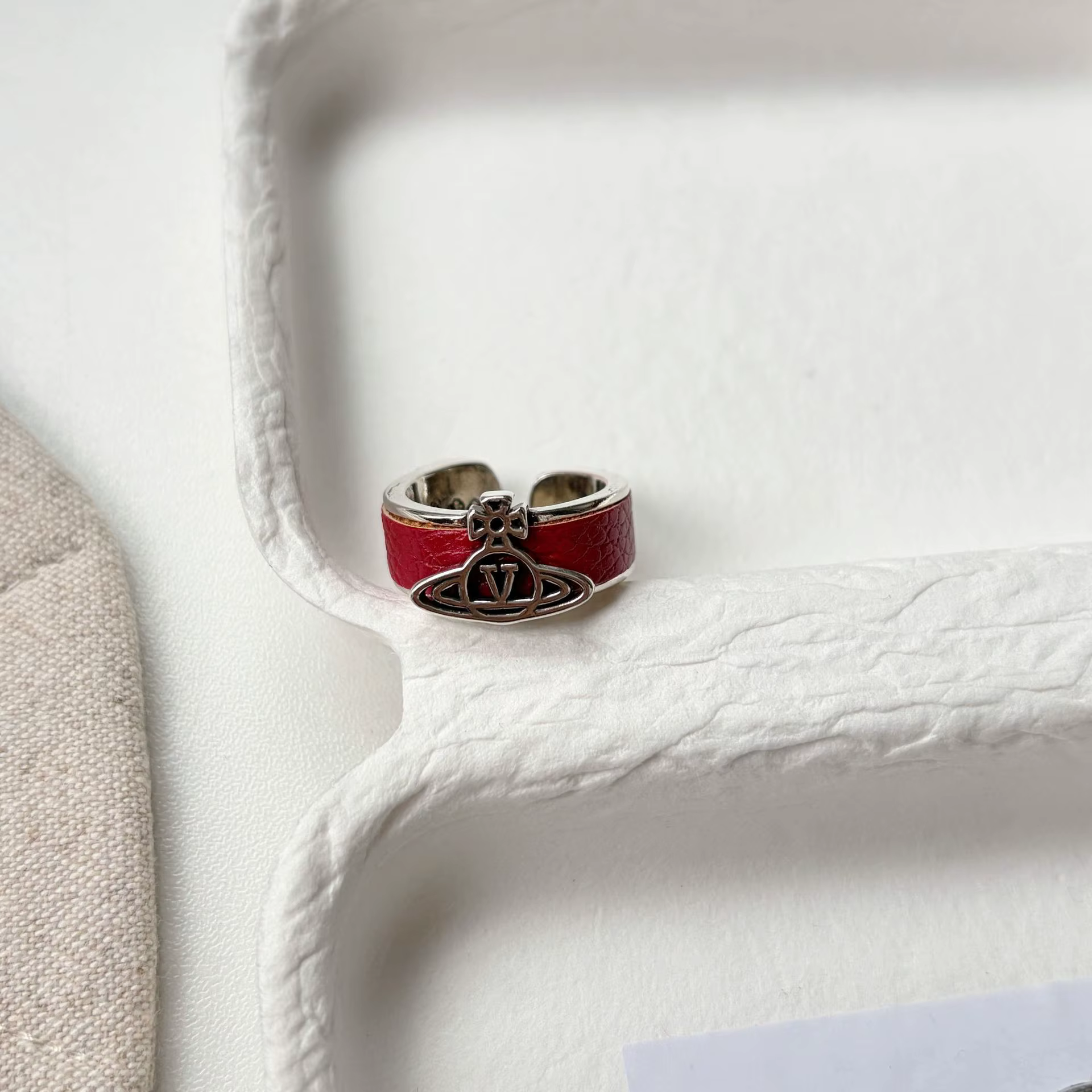 Bague en cuir pour femme, design rétro anneaux de Saturne, 100% argent sterling 925, bijoux pour fem