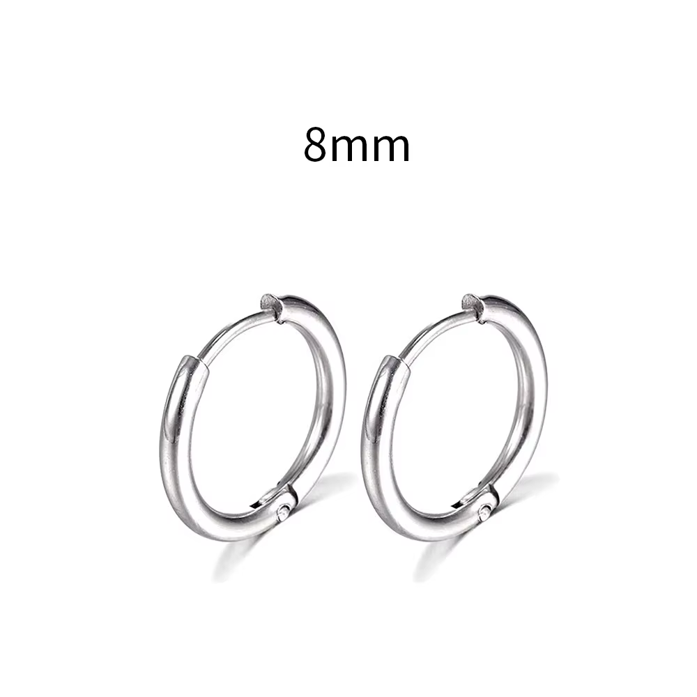 Petites boucles d'oreilles simples en acier inoxydable pour femmes et hommes, Piercing d'oreille pou