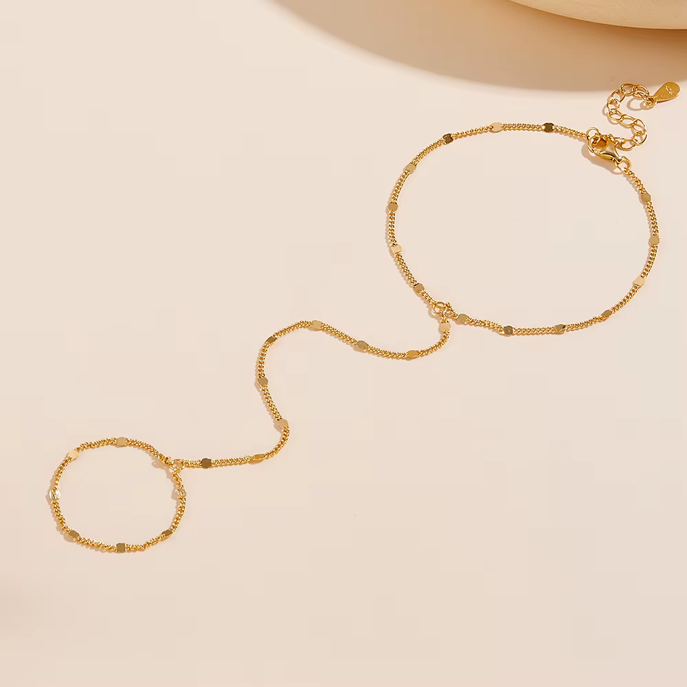 Bracelet chaîne de plage tendance en argent sterling S925, bijou de main simple et moderne avec chaî