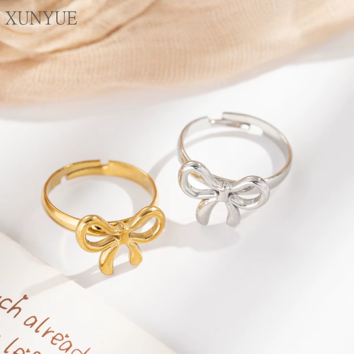 WOUWU – bague de luxe avec nœud minimaliste pour femmes, Design de marque tendance, cadeaux de fête 