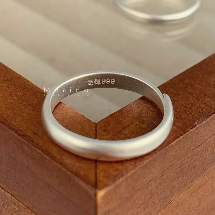 Bagues en argent regardé 925 pour femmes, bague étroite réglable faite à la main, bande de mode vint