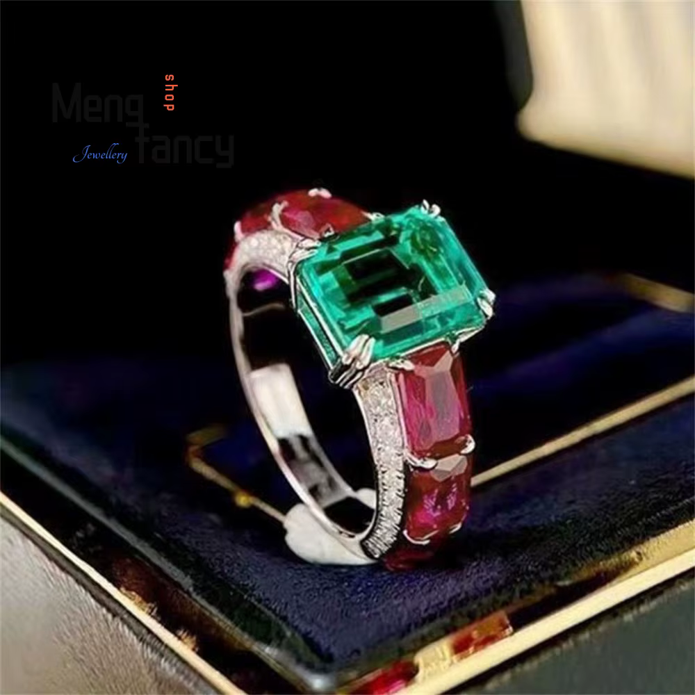 Ensemble de matiques en corindon rouge émeraude, bijoux fins, mode délicate, confortable, petite pri
