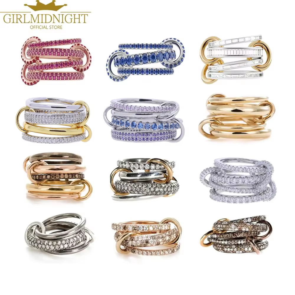 Bagues de fiançailles empilables pour femmes, couleur or rose, Micro pavé de Zircon CZ, chaîne à mai