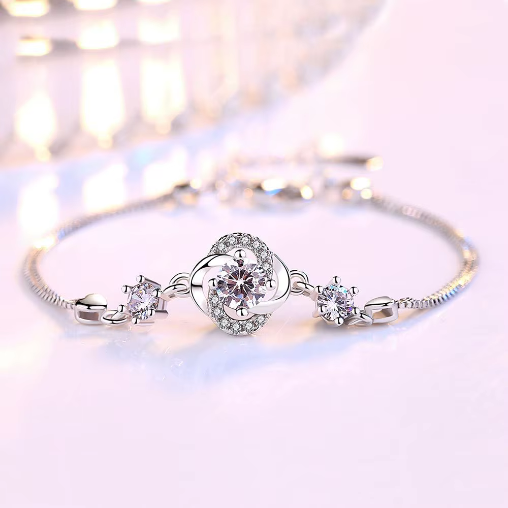 Bracelet en argent Sterling 925 pour femmes, trèfle à quatre feuilles, fleur, mode Simple, anniversa