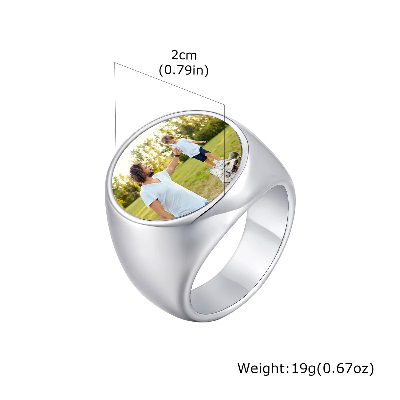 Bague personnalisée avec photo pour homme, bague carrée ou ronde en acier inoxydable étanche, bague 