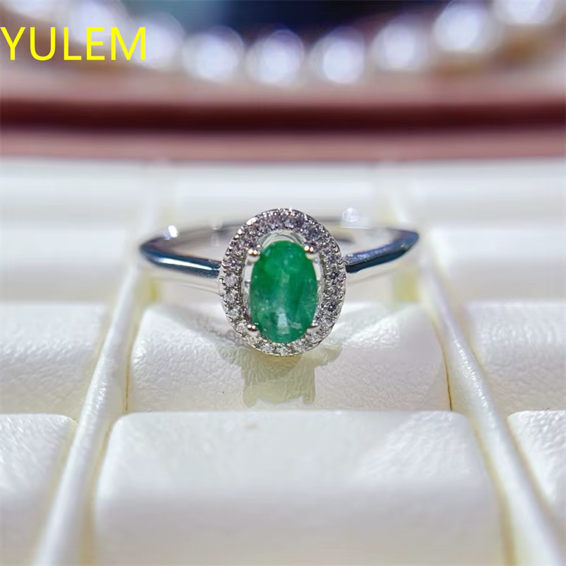YULEM – bague en argent 925 pour femmes, avec émeraude colombienne naturelle, avec certificat, bijou