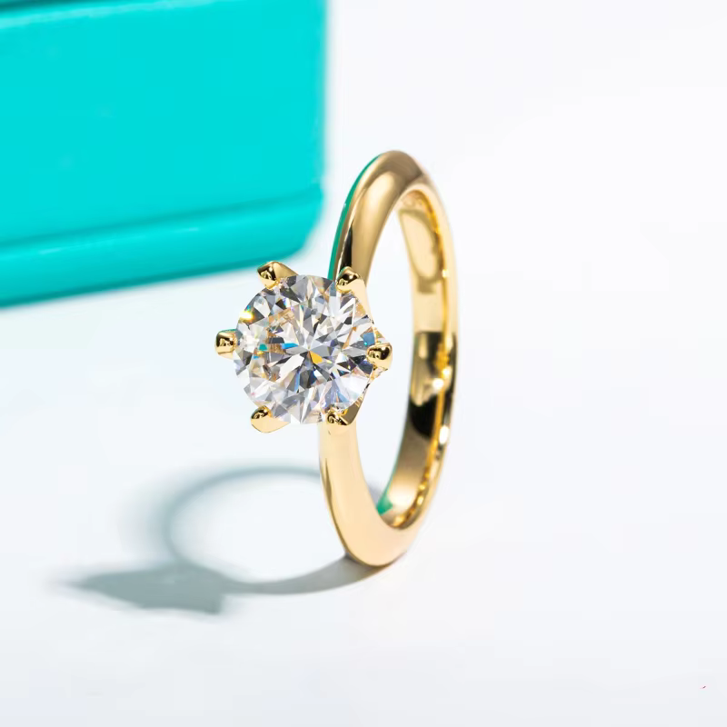 Bague en or jaune 3ct D couleur Moissanite bagues de fiançailles pour femmes GRA Cer bijoux personna