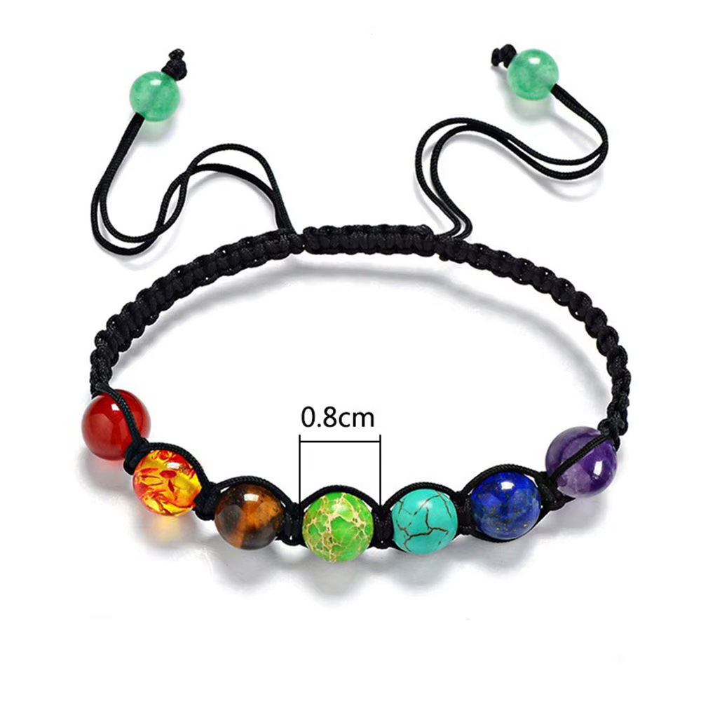 Bracelet en Pierre Naturelle 7 Chakra, Bijoux Extensibles, Perle de 8mm, Alanding Yst, Œil de Tigre,