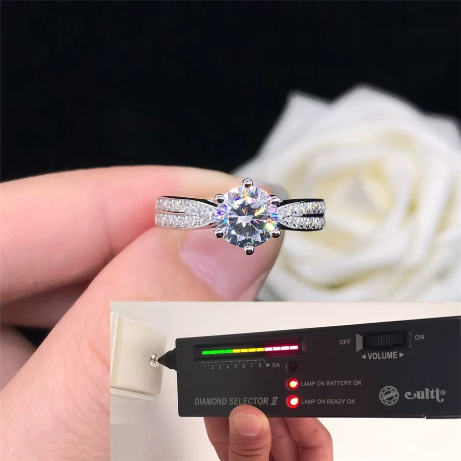 Bague de fiançailles en platine PT950, 1CT, Moissanite, bijoux de doigt, cadeau pour petite amie
