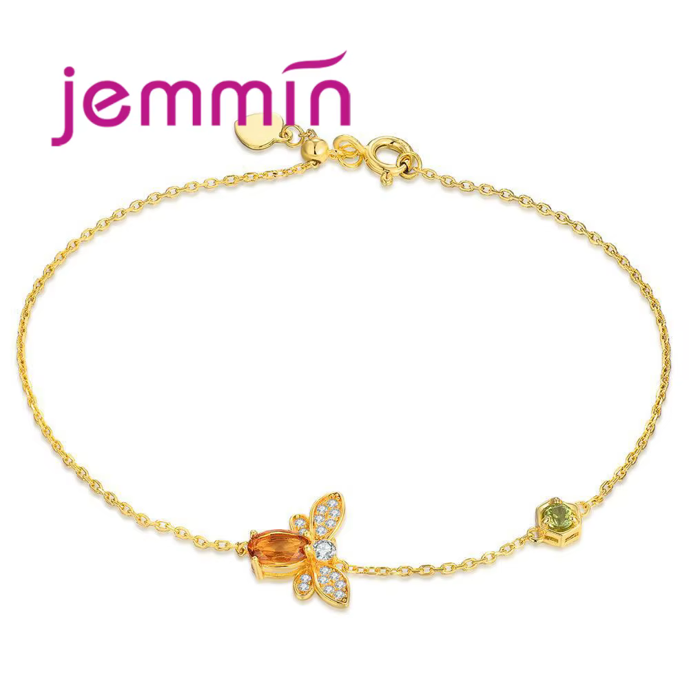Nouveauté femmes mode ensembles complets abeille bijoux 925 argent à la mode couleur or Bracelet bou