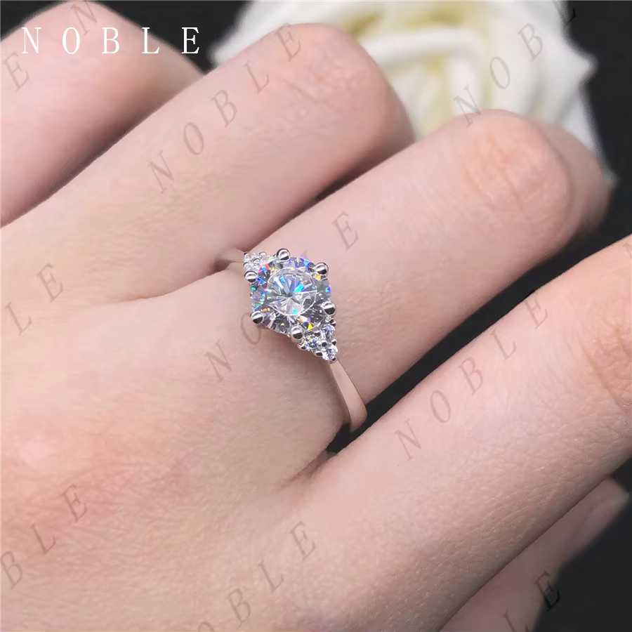 Bague de mariage en or blanc massif 18K, 1ct, Moissanite véritable pour femmes, anneau d'anniversair