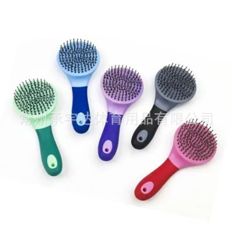 Brosse à crinière et queue de cheval ronde avec poignée en caoutchouc souple et picots, outil de toi