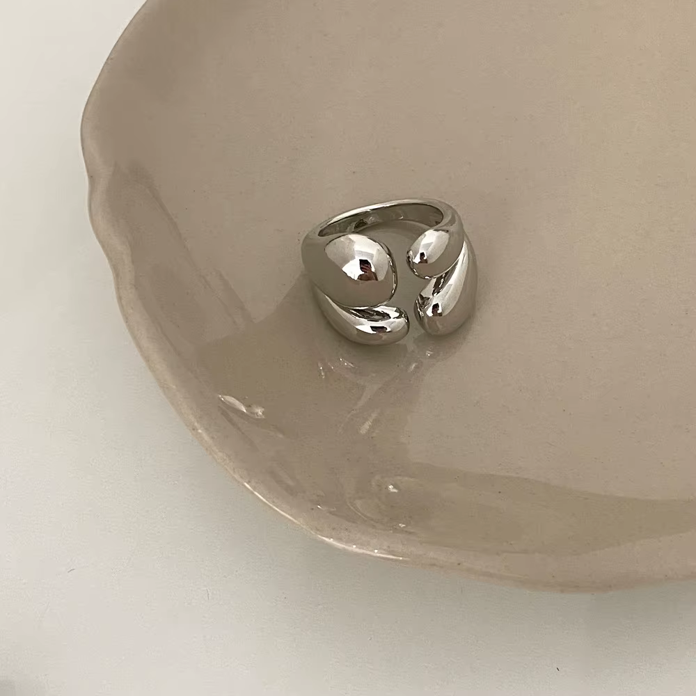 Bague dôme épaisse plaquée or et argent pour hommes et femmes, lisse, ouverte, de luxe léger, bijou 