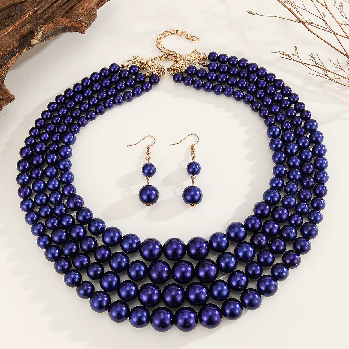 Ensemble de bijoux de mariage, élégant, multicouche, fait à la main, Imitation de perles, collier et