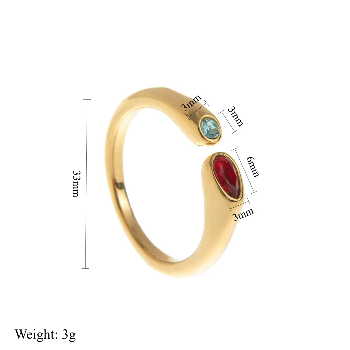 Bague en acier inoxydable avec pierre de naissance de décembre incrustée de zircon plaqué or pour la