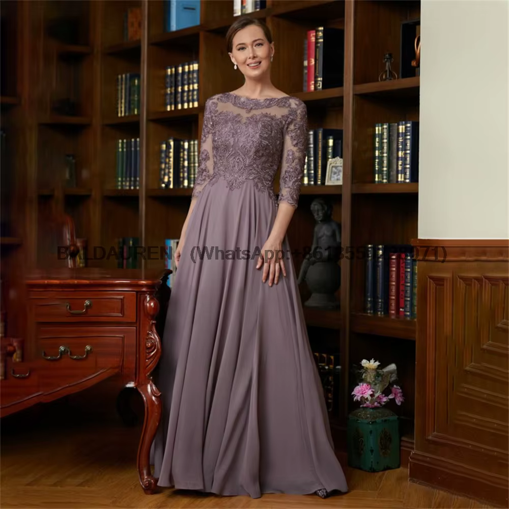 Robe princesse à encolure dégagée pour la mère de la mariée, robes formelles, longueur au sol, ligne