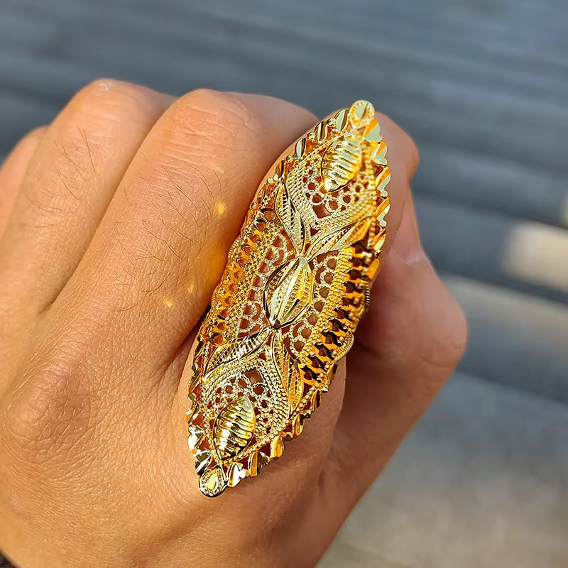 Bagues de luxe couleur or pour femmes et filles, bague de mariage réglable, bijoux, articles cadeaux