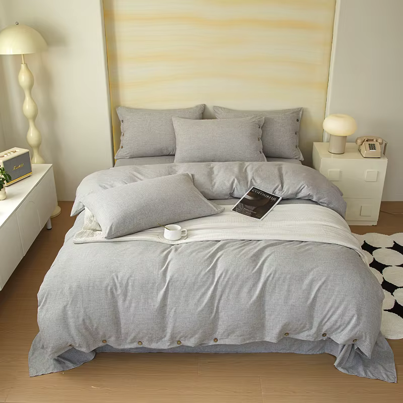 Ensemble de housse de couette en coton et percale, lavage de pierre, Turquoise, lit simple, double, 