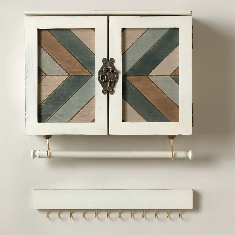Présentoirs muraux pour bijoux, présentoir rétro en bois, anti-poussière, porte-bijoux, collier, bou