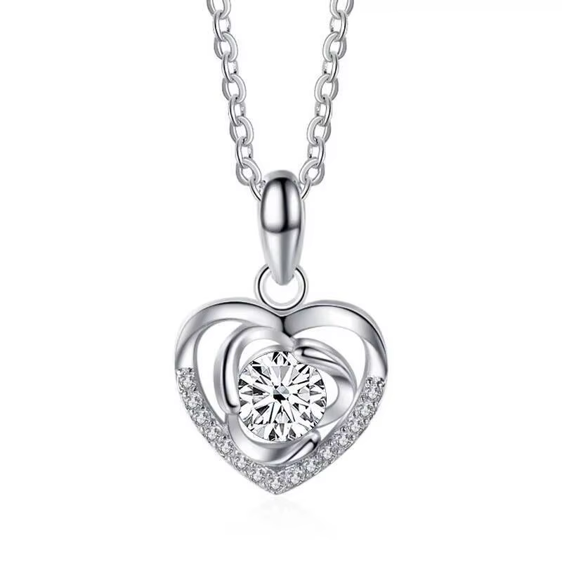 JellyStory 1.0ct coeur Moissanite pendentif pour les femmes brillant Imitation diamant bijoux 925 en