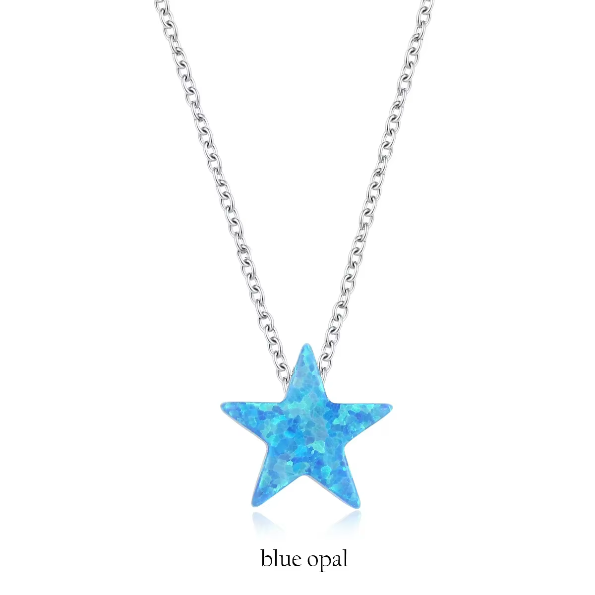 KALETINE – collier avec pendentif étoile pour femmes, opale synthétique, breloque, pierre rose bleue