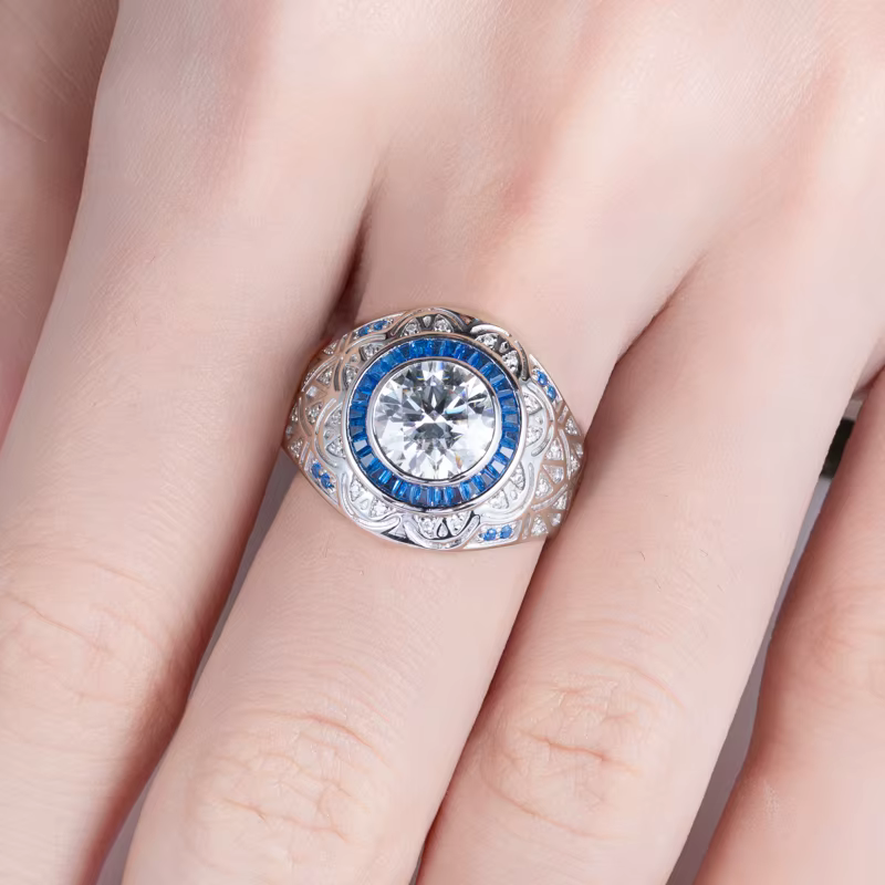 MossanRappr 3ct D couleur Moissanite hommes bague en diamant 925 en argent Sterling Vintage luxe Hip