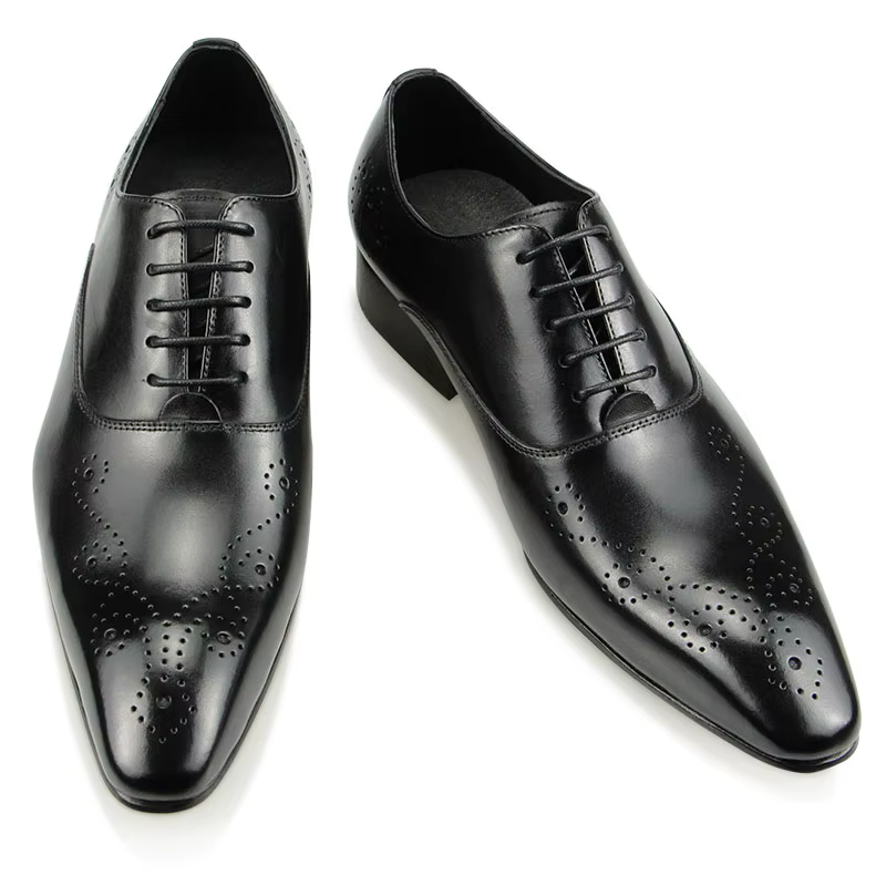 Oxfords – chaussures habillées noires pour hommes, chaussures de luxe pour fête d'affaires, Banquet,