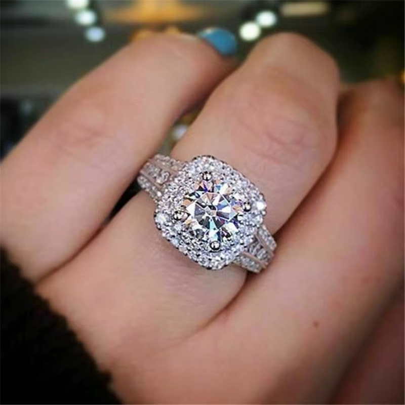 Bague en diamant couleur argent S925 pour femme, bijoux carrés, pierres précieuses, topaze blanche, 