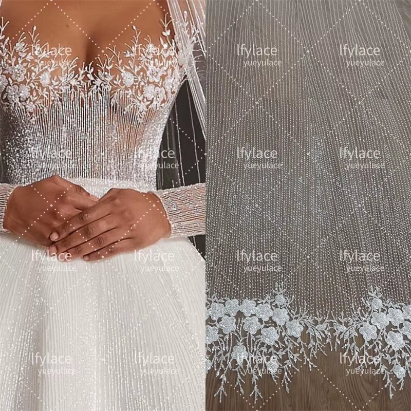 Robe de mariée en dentelle brodée perlée, bande florale unique, vêtements de patients de bricolage, 