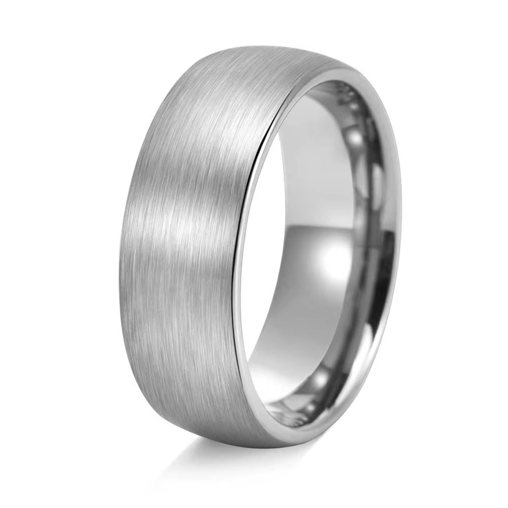 Bague en acier titane pour hommes, finition brossée de 8mm de large, bijoux minimalistes unisexes, D