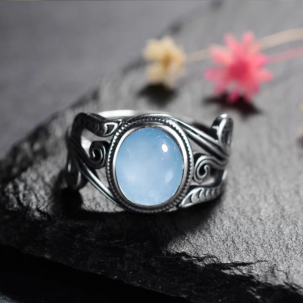 Bagues en Quartz Rose naturel 8x10MM, Vintage, en argent S925, cadeau de luxe pour femmes, bijoux en