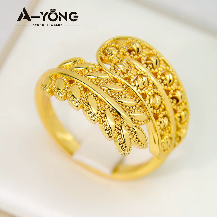 Bagues de mariage de Dubaï, plaquées or 21 carats, mode nigériane, bague de fiançailles en or, bijou
