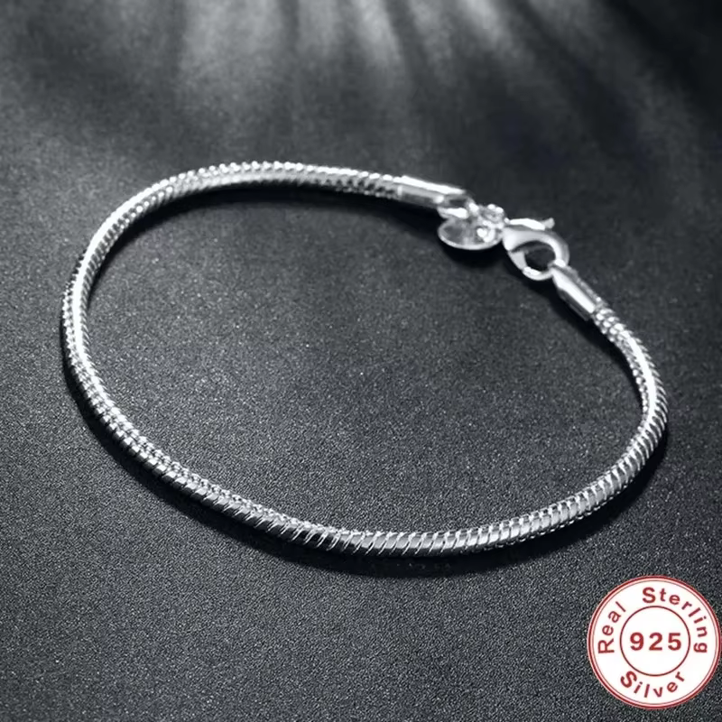 Bijoux fins originaux faits à la main, Bracelet à breloques en argent Sterling 925, doux et lisse, e