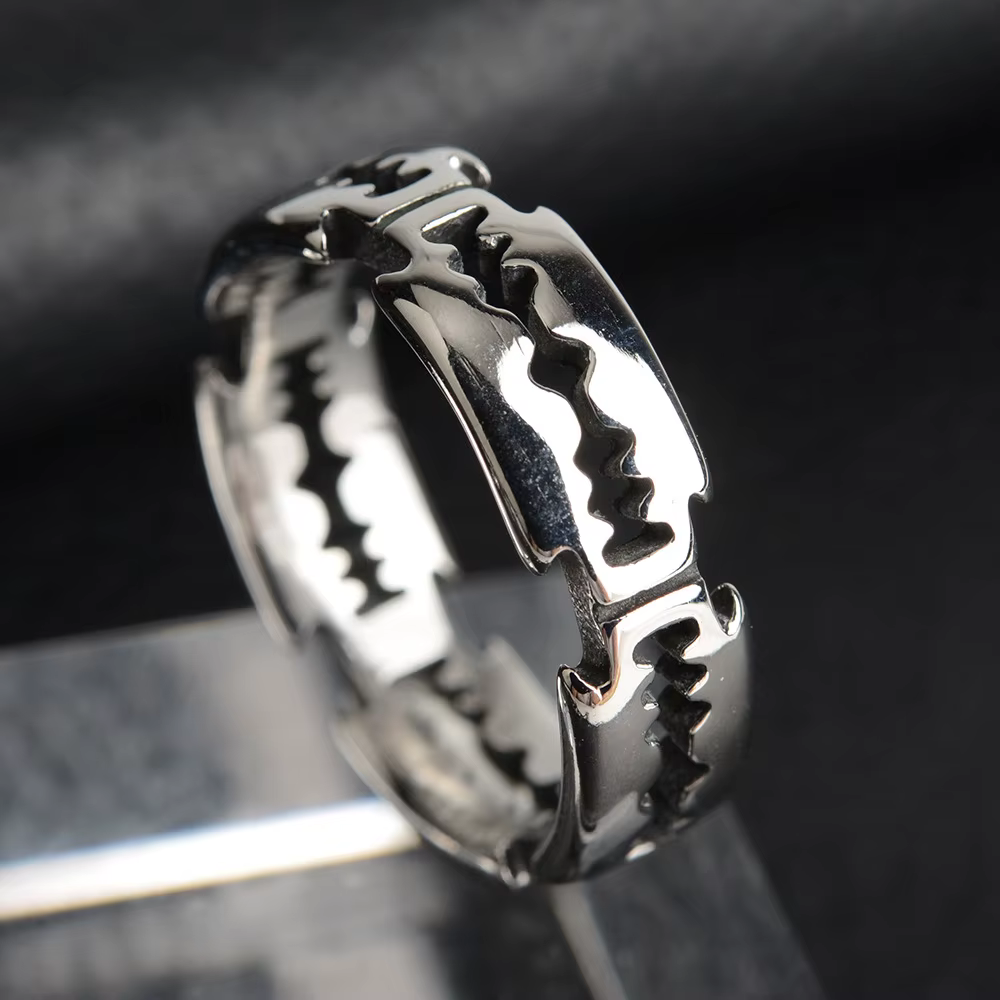YILUOCD – bague Hip Hop en acier inoxydable avec lame, Punk Rock, couleur noir argent, pour hommes, 