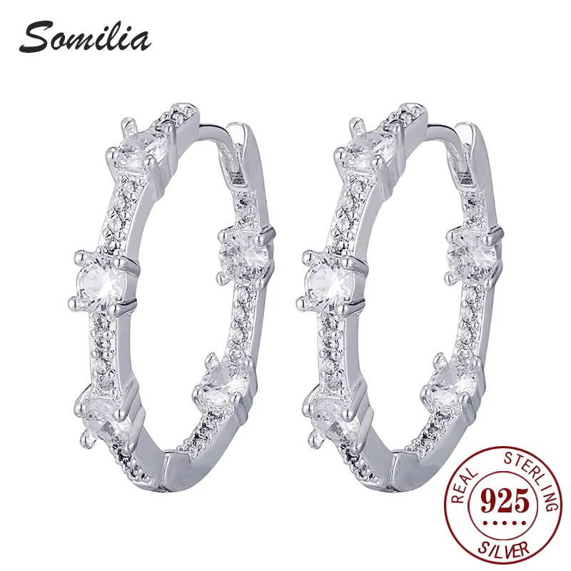 SOMILIA - Boucles d'oreilles pendantes rondes en argent sterling 925 avec inscription « infinite lov