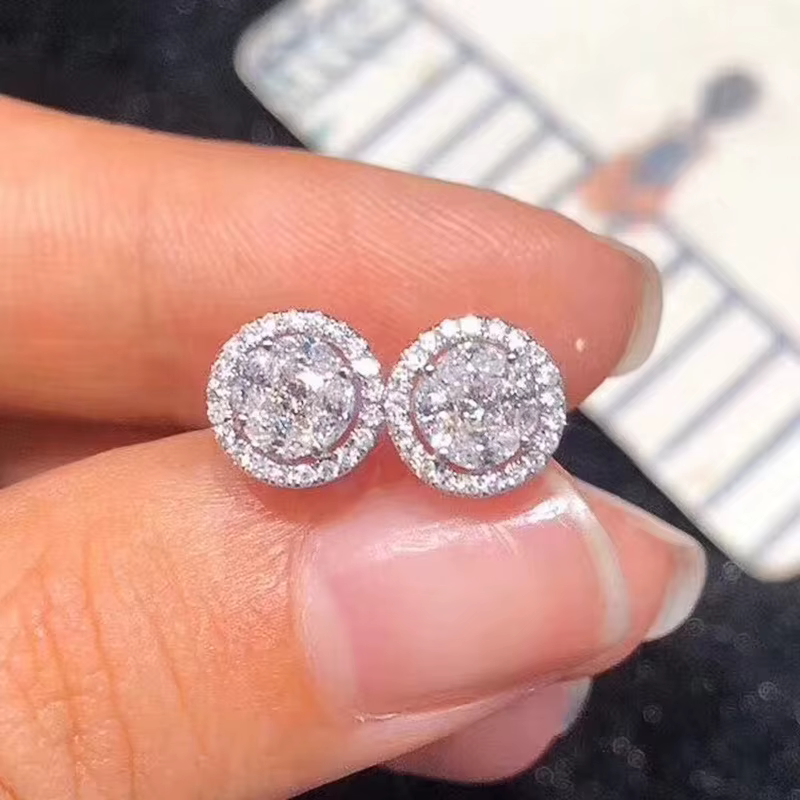 Petites boucles d'oreilles rondes en argent regardé 925 pour femmes, Hip Hop, Bling, contre-indiqué,