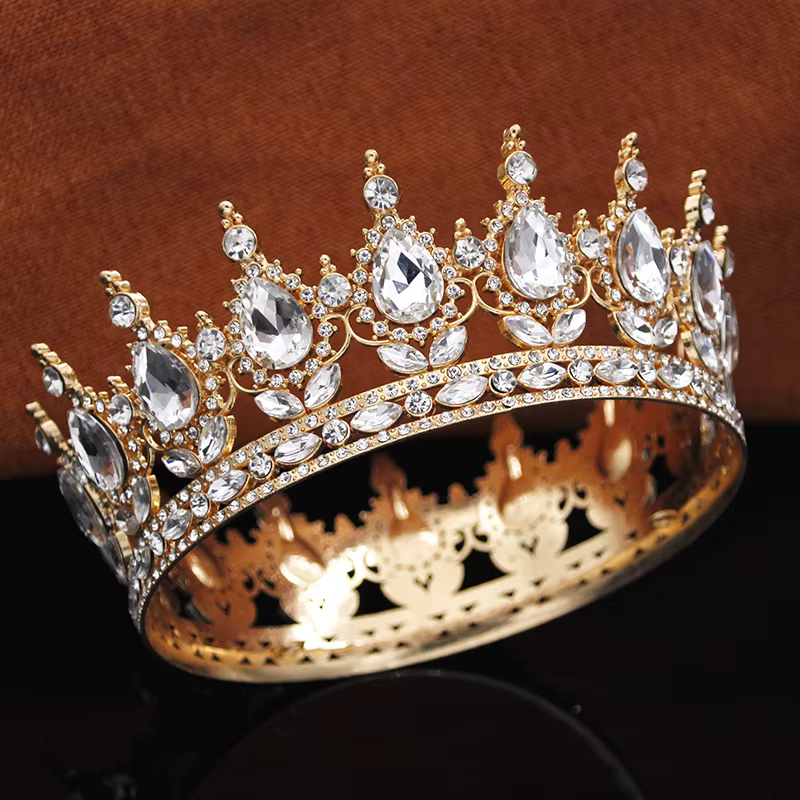 Couronne et diadème ronds pour fête d'anniversaire, diadème royal, reine, roi, patients, robe de mar