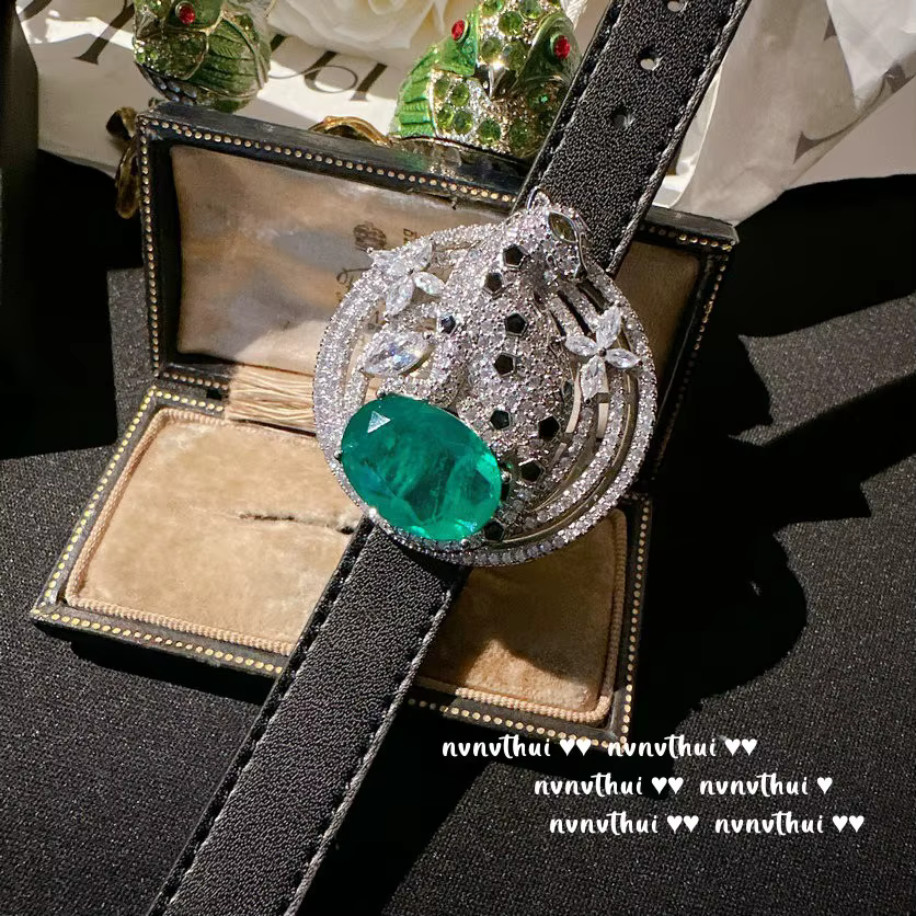 Bracelet léopard en argent S925, rubis, émeraude, avec ceinture de poignet, de luxe, Vintage, bijoux