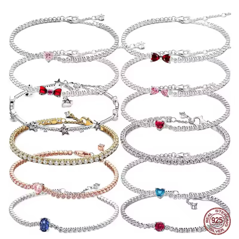 Bracelet de tennis étoile en argent sterling 925 pour femmes, de haute qualité, à la mode, classique