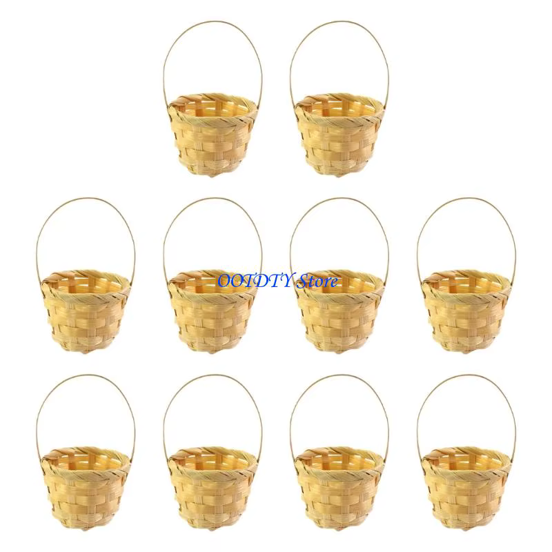 367A paniers décoratifs en bambou artisanaux, Lot 10 pièces soignés pour accessoires cosmétiques