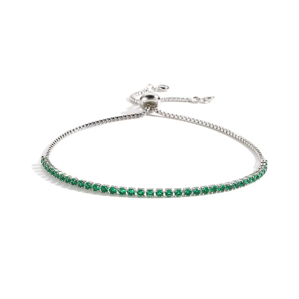 Bracelets de Tennis de luxe en zircone cubique émeraude pour femmes, plaqué or 18 carats, breloque v