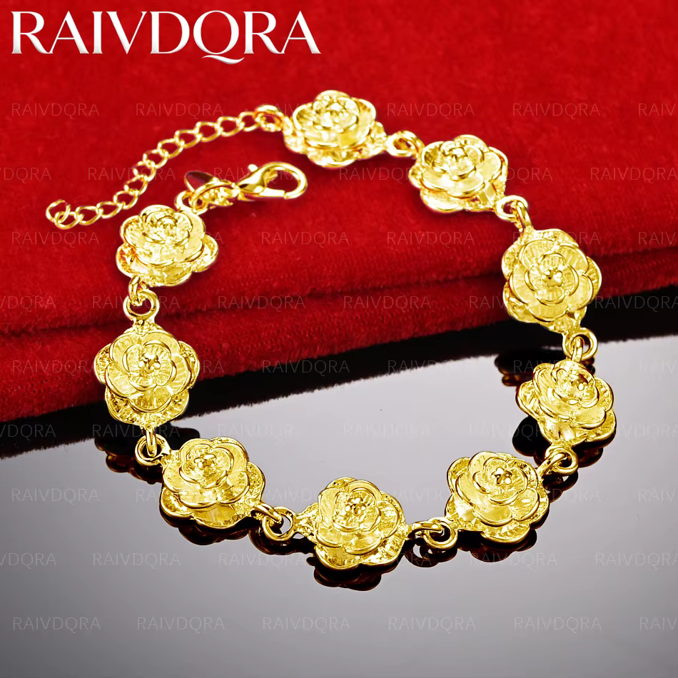 Bracelet chaîne en or rose plaqué or 18 carats pour femmes, bijoux à la mode, classique, rétro, élég