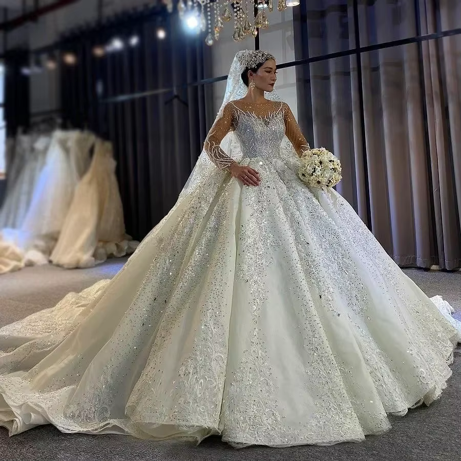 Robes de mariée de luxe personnalisées style robe de bal, couleur ivoire, pour la mariée, style Duba