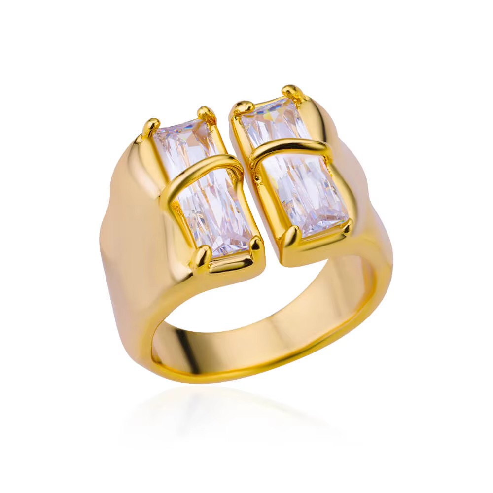 Bagues carrées irrégulières en Zircon pour femmes, en acier inoxydable, à ouverture géométrique, ten